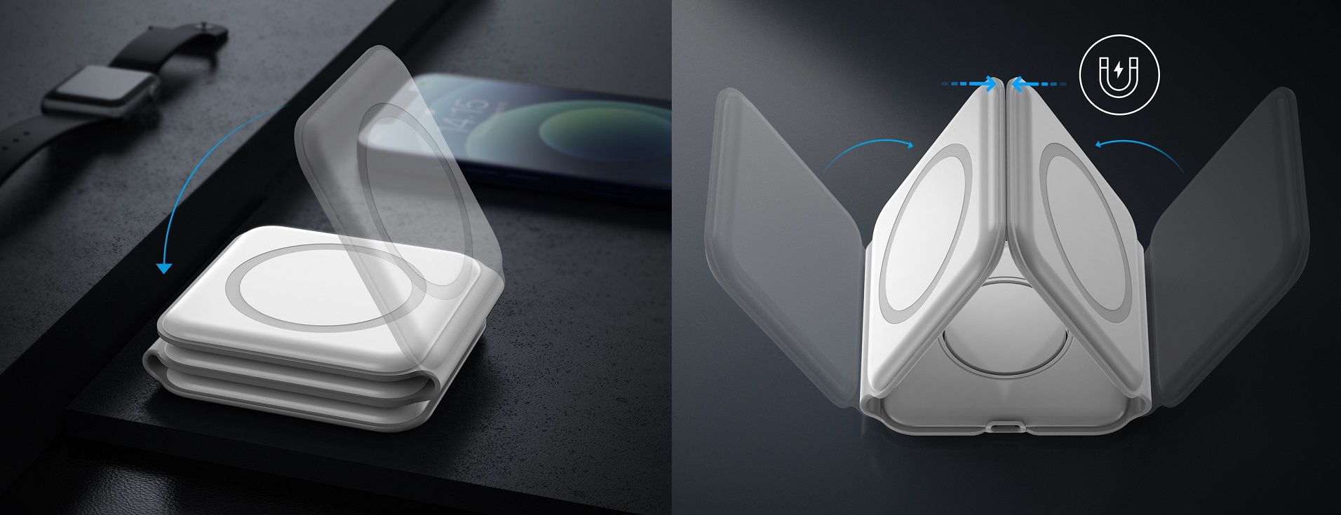 3 IN 1 Foldable Magnetic Wireless Charger