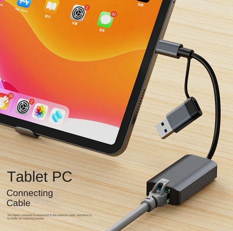 2 in 1 Type C & USB to Gigabit Ethernet adapter