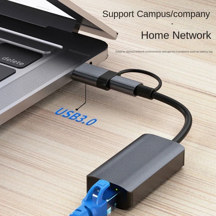 2 in 1 Type C & USB to Gigabit Ethernet adapter