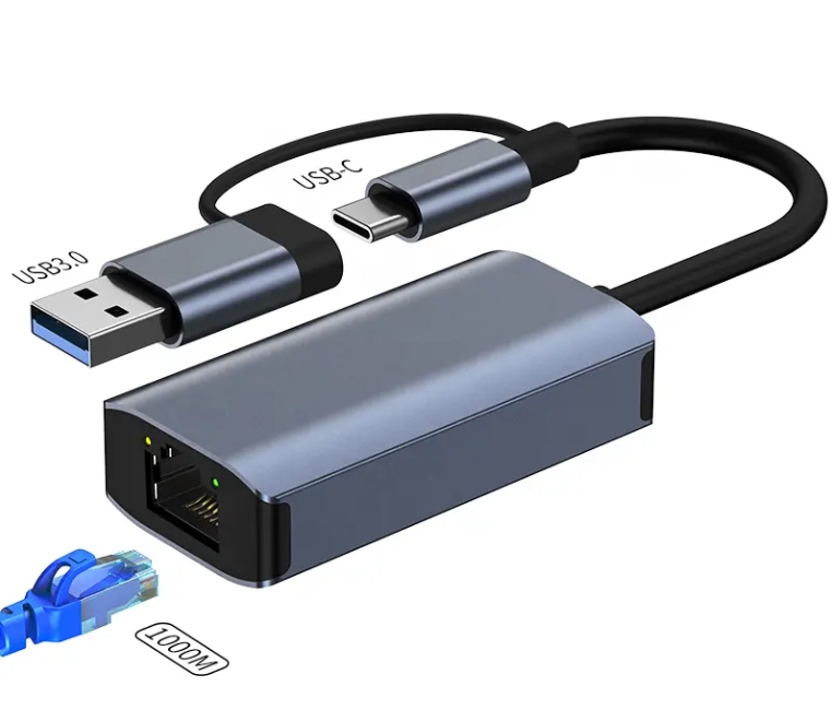 2 in 1 Type C & USB to Gigabit Ethernet adapter