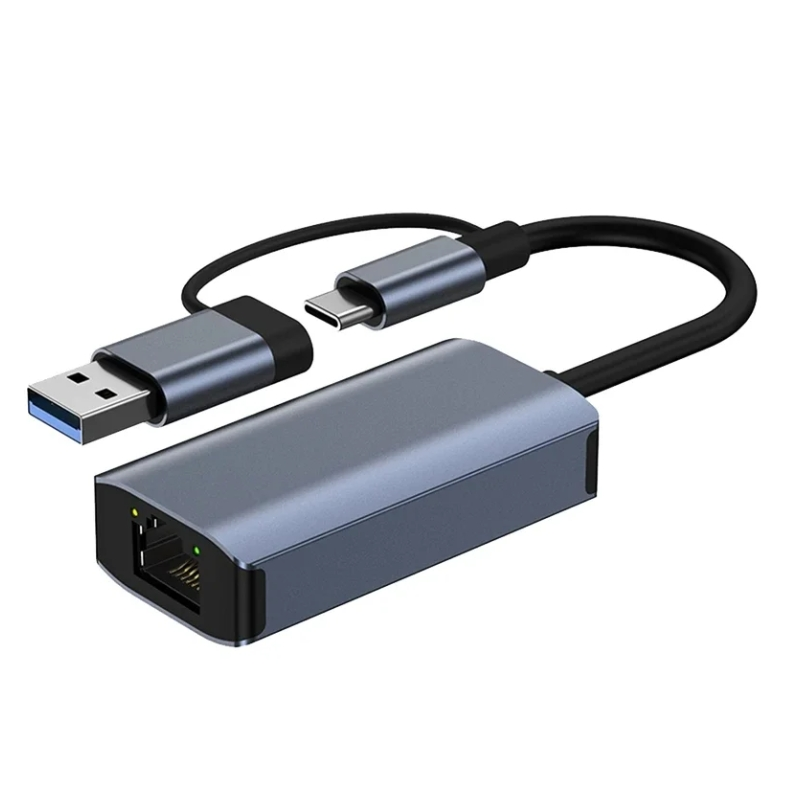 2 in 1 Type C & USB to Gigabit Ethernet adapter
