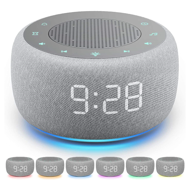 White Noise Bluetooth Speaker with Digital Alarm Clock