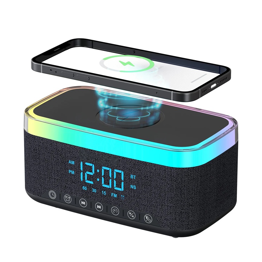 BT Speaker with Wireless charger and clock