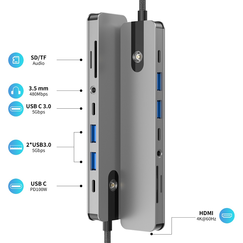 8 in 1 Type C docking station
