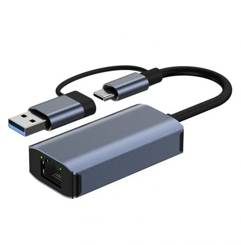 2 in 1 Type C & USB to Gigabit Ethernet adapter
