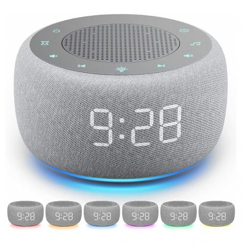 White Noise Bluetooth Speaker with Digital Alarm Clock